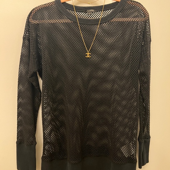 Banana Republic Black Pullover Fishnet Sweatshirt - Picture 2 of 3